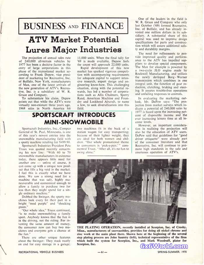 Recreational Vehicle Business 1970 jpg